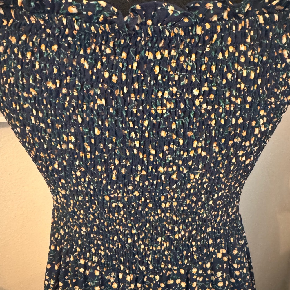 Mi Ami Navy Floral Off-Shoulder Maxi Dress Large - Picture 4 of 6